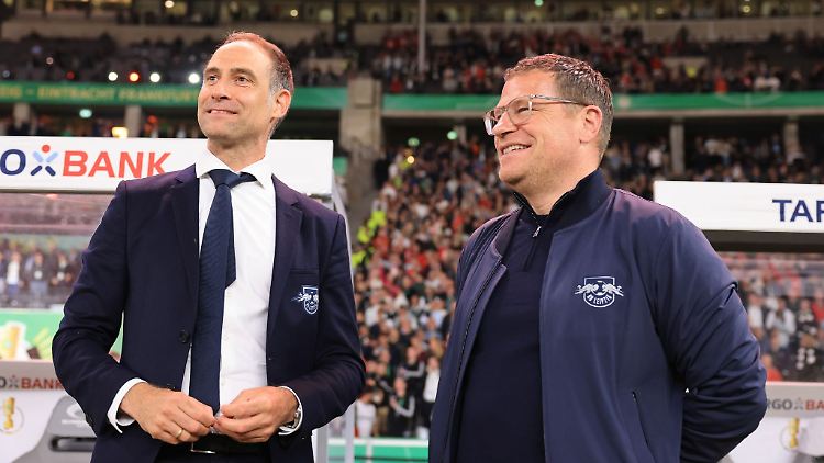 Max Eberl (r) und Oliver Mintzlaff. Eberl wurde am Freitag von seinen Aufgaben entbunden.