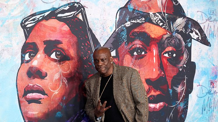 Mopreme Shakur, der Bruder des ermordeten US-Rappers Tupac Shakur, im April zur Premiere  der Dokuserie "Dear Mama".   
