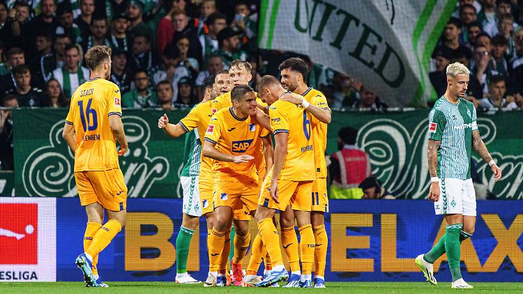 Jubel auf der Seite Hoffenheims, Frust bei Werder.