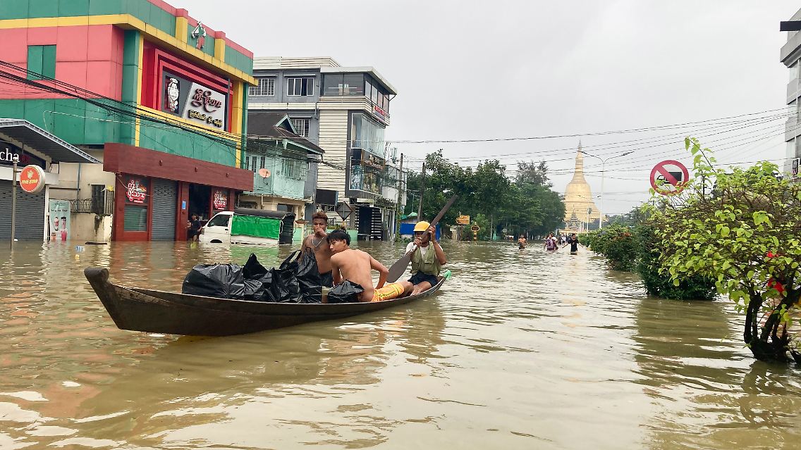 Kein Durchkommen ohne Boot in der Region Bago im Süden Myanmars.