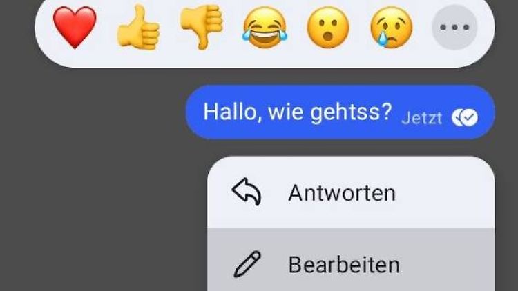 Nach einem längeren Tipper auf eine gesendete Nachricht kann man sie bearbeiten.