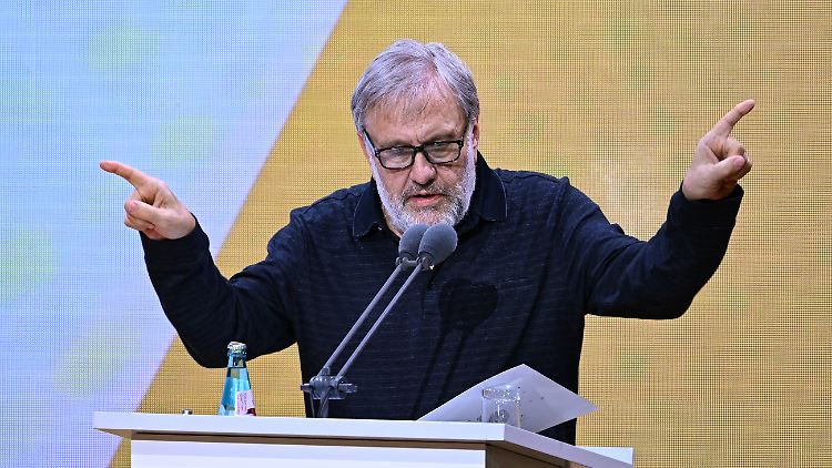 Beklagt ein "Analyseverbot" im Krieg Israels gegen die Hamas: Slavoj Zizek auf der Eröffnung der Frankfurter Buchmesse. 