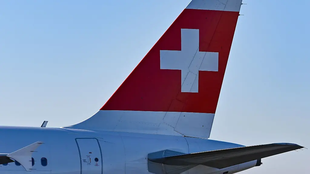 Ein-Passagierflugzeug-der-Fluggesellschaft-Swiss-Air