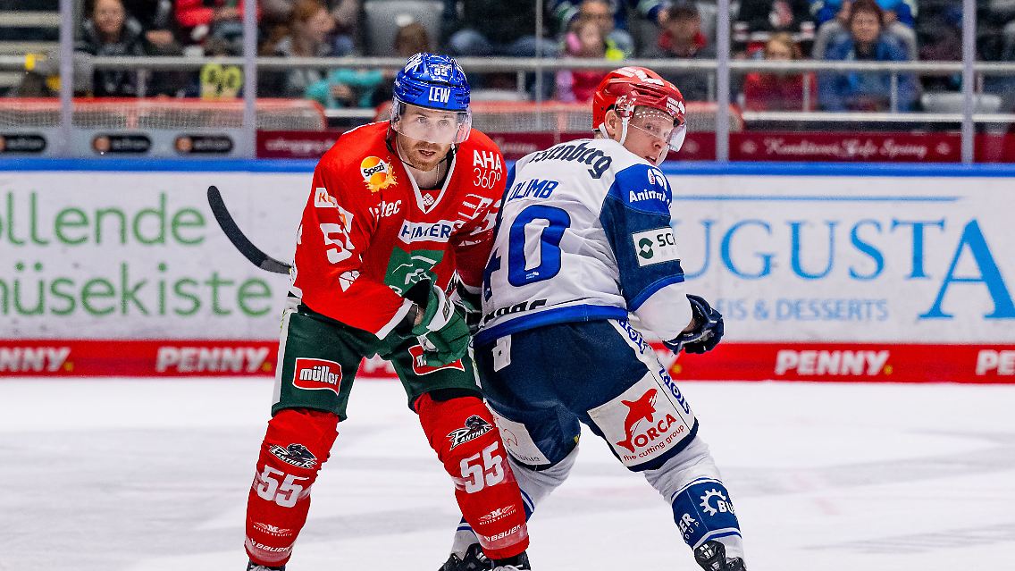 David Warsofsky (l.) im Spiel gegen die Schwenninger Wild Wings Mitte Oktober.