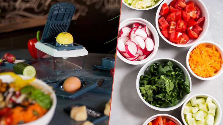 Die Nicer-Dicer-Alternative von Fackelmann bei Aldi bietet verschiedene Möglichkeiten zum Würfeln, Schnippeln und Co.
