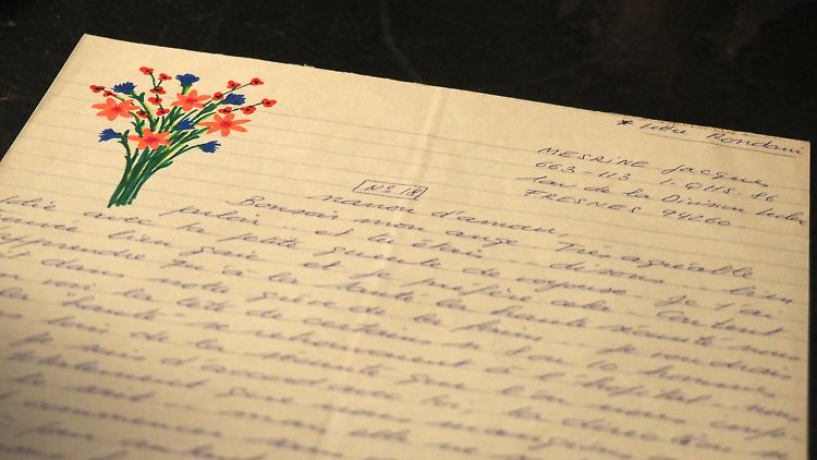 Ein Brief von der französischen Verbrecherlegende Jacques Mesrine liegt im Auktionshaus Baron Ribeyre & Associés aus.