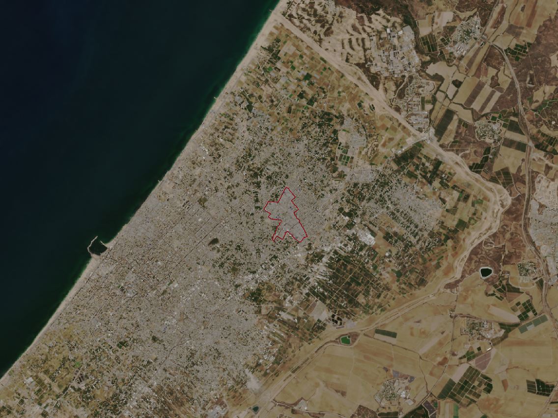 Satellitenbild von Ende September 2023: Die Ausdehnung des UN-Flüchtlingslagers Dschabalia im nördlichen Gazastreifen.