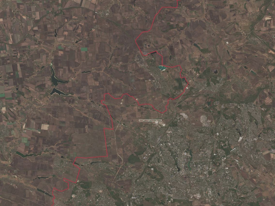 Satellitenbild mit eingezeichnetem Frontverlauf: die Lage bei Awdijiwka Anfang November.