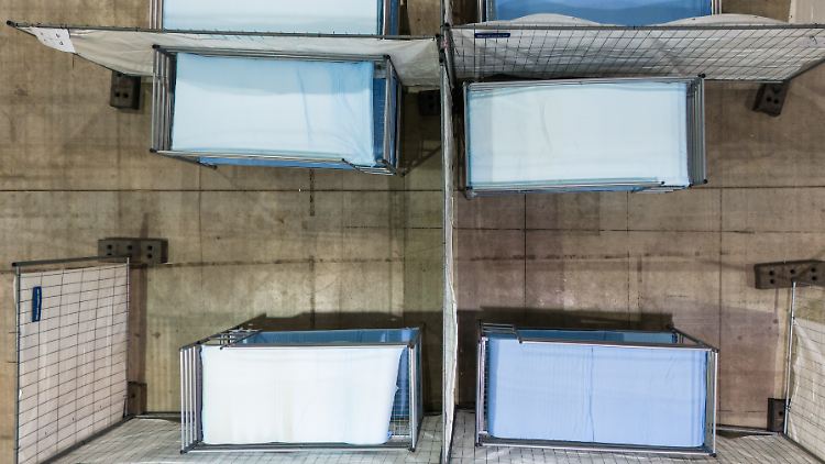 Offenburg hat in seiner Messe mit Stockbetten eine Notunterkunft für Asylsuchende eingerichtet.