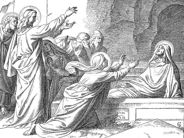 Die Auferstehung des Lazarus (digitale Reproduktion einer Originalvorlage aus dem 19. Jahrhundert).