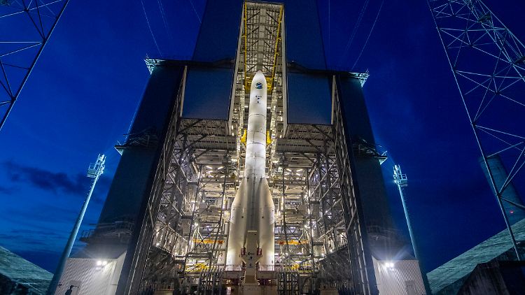 Ein Testmodell der Ariane 6 auf Französisch-Guayana.