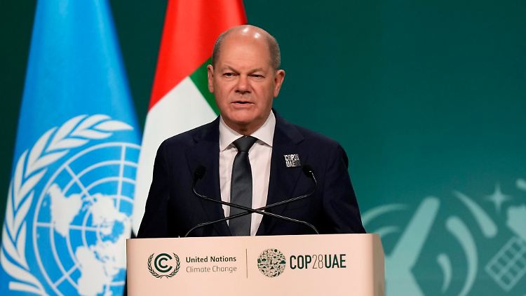 Scholz hielt seine Rede auf Deutsch.