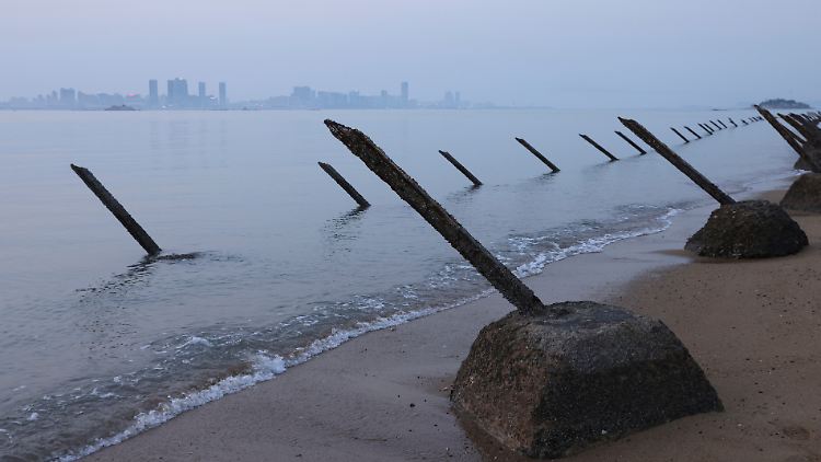 Die taiwanischen Strände sind bereits gegen mögliche Landungsschiffe der chinesischen Armee gesichert.