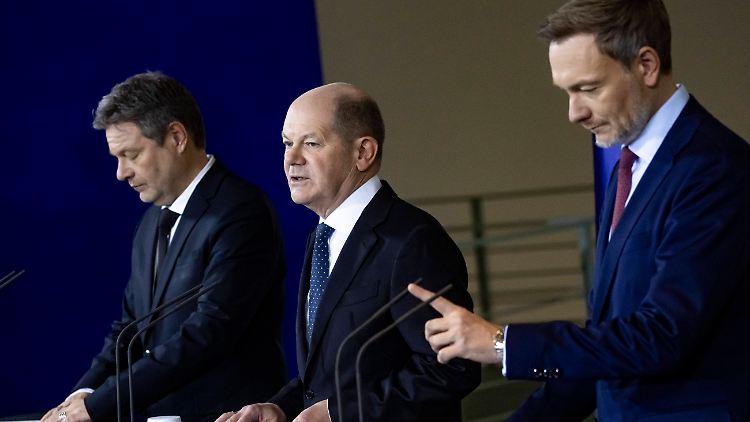 Habeck, Scholz und Lindner am vergangenen Mittwoch beim Verkünden dessen, was zunächst wie eine Einigung erschien.
