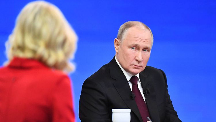 Putin bei seiner moderierten Jahresendpressekonferenz. 