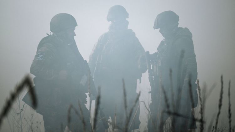 Russische Luftlande-Soldaten während einer Übung.