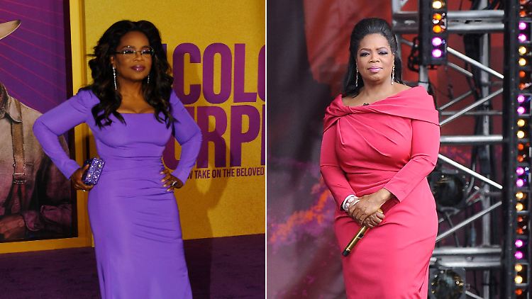 Nahm Dutzende Pfund ab: Oprah - links im Dezember 2023, rechts 2021.