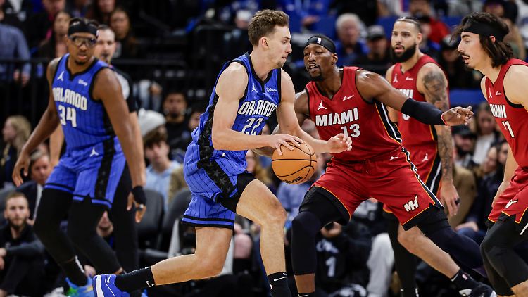 Franz Wagner trifft auf Miami Bam Adebayo.