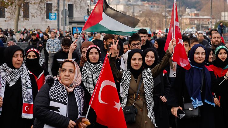 Am Neujahrstag protestierten zehntausende Menschen in der türkischen Metropole Istanbul gegen das israelische Vorgehen im Gazastreifen. 