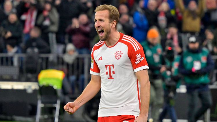 Harry Kane bei seiner Lieblingsbeschäftigung - dem Torjubel.