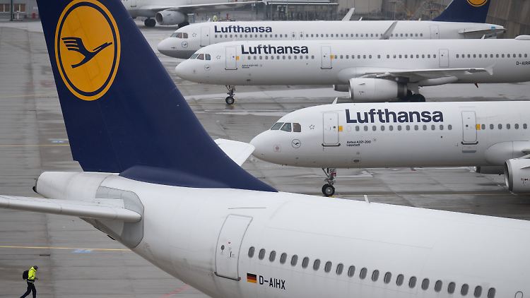 Am Boden: Passagiermaschinen der Lufthansa in Frankfurt am Main