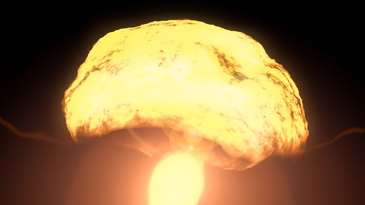 Animation einer Pilzwolke, die nach einer Atombomben-Explosion entsteht.
