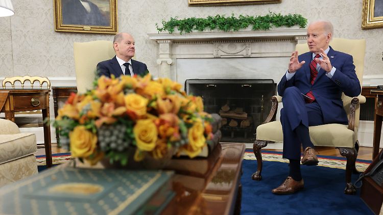 Scholz und Biden im März 2023 im Oval Office. Es war der bisher letzte Besuch des Kanzlers im Weißen Haus.