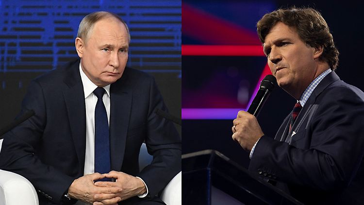 Putin und Carlson in einer Fotomontage