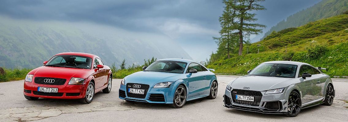 Trio mit Charme: Den designorientierten Audi TT haben viele Autofans seit der ersten Generation (links) in ihr Herz geschlossen.