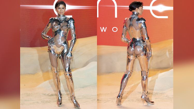 Zendaya kommt im Cyborg-Look von Mugler zur "Dune"-Premiere.