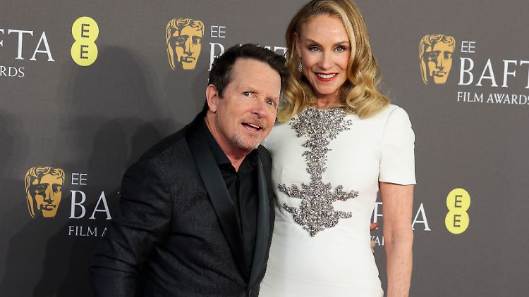 Michael J. Fox - hier mit seiner Frau Tracy Pollan - bekam bei den BAFTAs Standing Ovations.