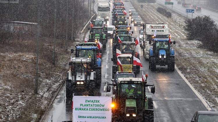 Knapp 600 LKW harren an der ostpolnischen Grenze aufgrund der Bauernproteste aus.