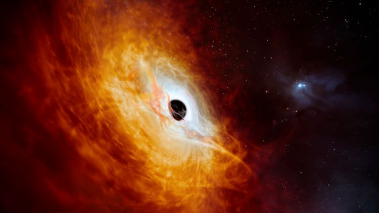 So sieht das hellste Objekt - der Quasar J059-4351 - im Universum einer Animation nach aus.