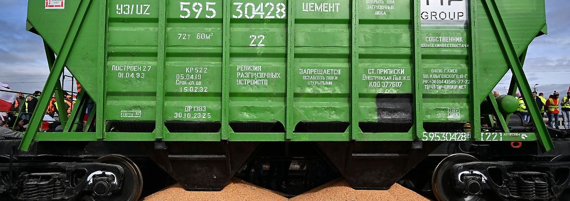 Protest der Landwirte auf den Bahngleisen am Grenzübergang zur Ukraine in Medyka.
