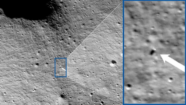 Die Aufnahme wurde während des Abwärtsflugs des Landers zum Mond gemacht. 