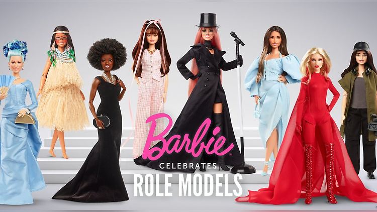 Mattel zelebriert internationale weibliche Vorbilder: Helen Mirren, Maira Gomez, Viola Davis, Nicole Fujita, Shania Twain, Enissa Amani, Kylie Minogue, Lila Avilés (v.l.).