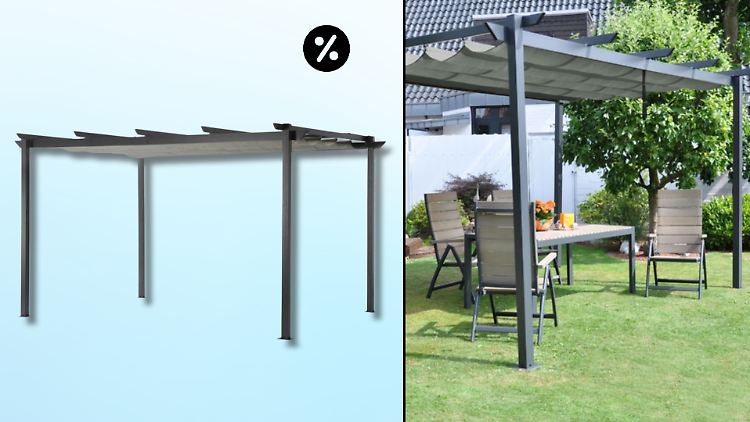 Eine Pergola spendet Schatten und schützt vor der Witterung. Aldi verkauft ein Modell besonders günstig.