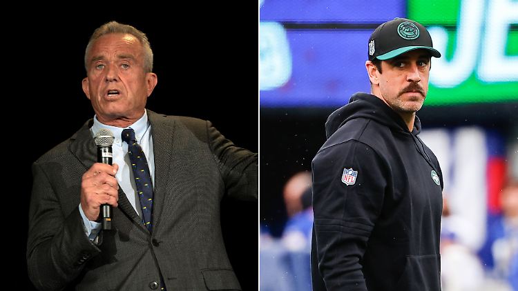 Robert F. Kennedy wünscht sich Aaron Rodgers (r.) als Vizepräsidentschaftskandidat.