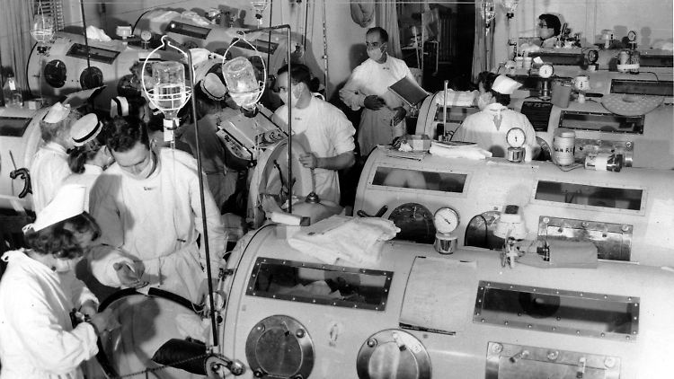 1955 gab es in Boston Hunderte Polio-Fälle - teils wurden sie in der Polio-Notstation des Haynes Memorial Hospital behandelt.