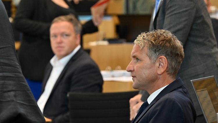 Voigt und Höcke (r.) im Erfurter Landtag.