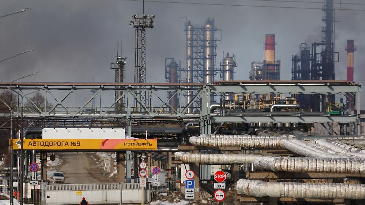 Rauch steigt im März nach einem ukrainischen Drohnenangriff über einer Ölraffinerie in der russischen Region Rjasan auf. 