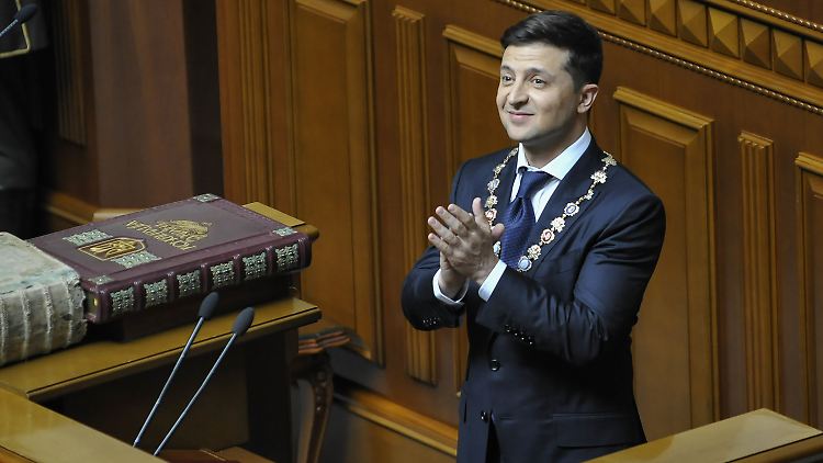 Selenskyj während seiner Vereidigungszeremonie als neuer Präsident der Ukraine am 20. Mai 2019.