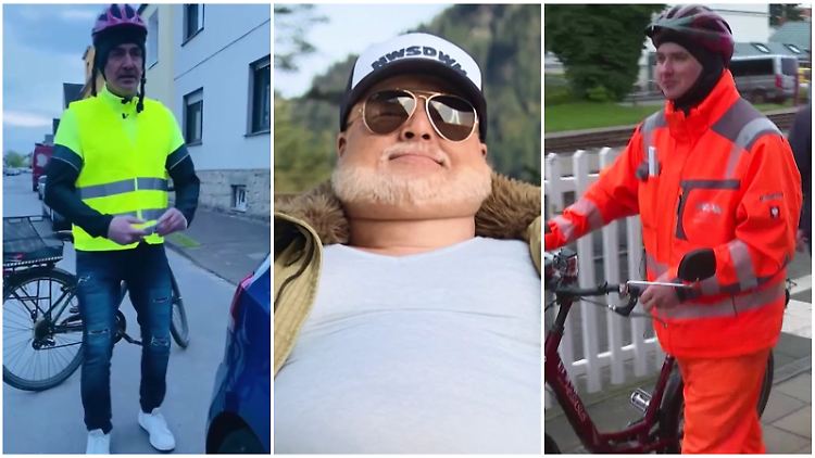 Matze Knop (l.) schlüpft in die Rolle des Anzeigenhauptmeisters (r.) - hat das was mit Stefan Raab (M.) zu tun?