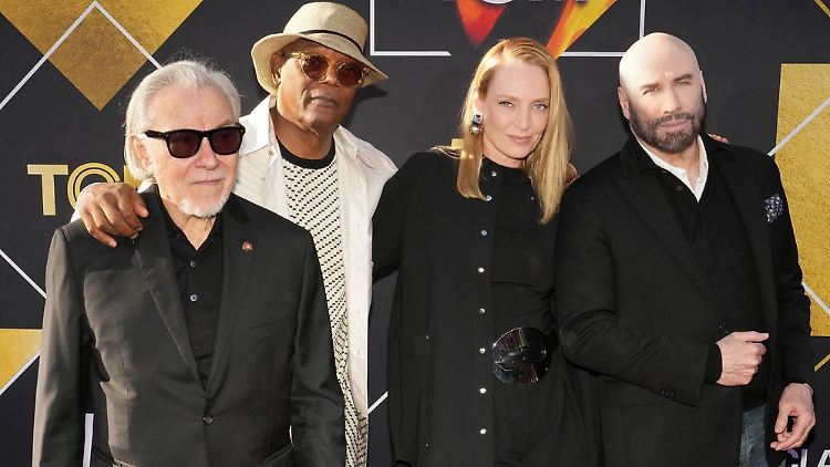 Die "Pulp Fiction"-Reunion: Harvey Keitel, Samuel L. Jackson, Uma Thurman und John Travolta (v.l.). 