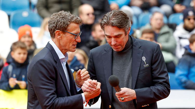 Michael Stich (rechts) mit seinem langjährigen Doppelpartner Patrik Kühnen.