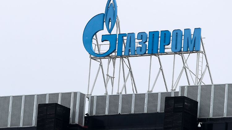 Gazprom-Logo auf einer Niederlassung des russischen Staatskonzerns in St. Petersburg.