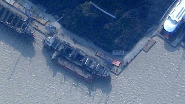 Das Satellitenfoto vom 11. Februar zeigt die "Angara" in der Zhoushan Xinya Werft.
