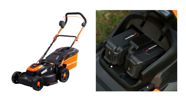 Der Akku-Rasenmäher von Yard Force hat einen bürstenlosen Elektromotor und einen 45-Liter-Grasfangkorb.