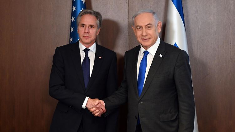 US-Außenminister Antony Blinken (l.) und Israels Ministerpräsident Benjamin Netanjahu. 