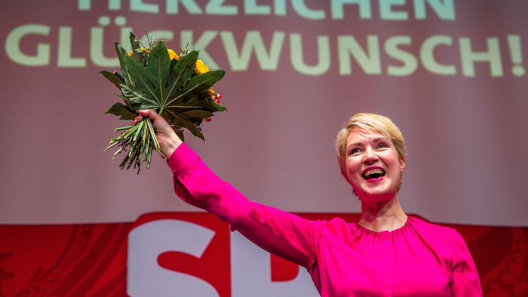 Mit 96 Prozent Zustimmung wurde Schwesig im April zur Landesvorsitzenden wiedergewählt.